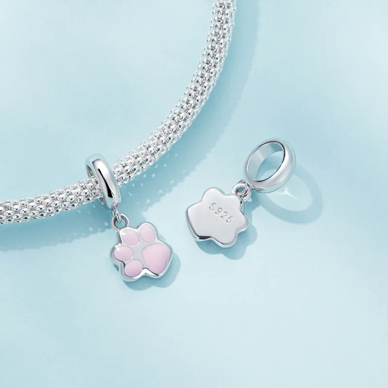 (image for) Pandora Style Mini White Cat Claw Dangle - SCC2476-A - View 4