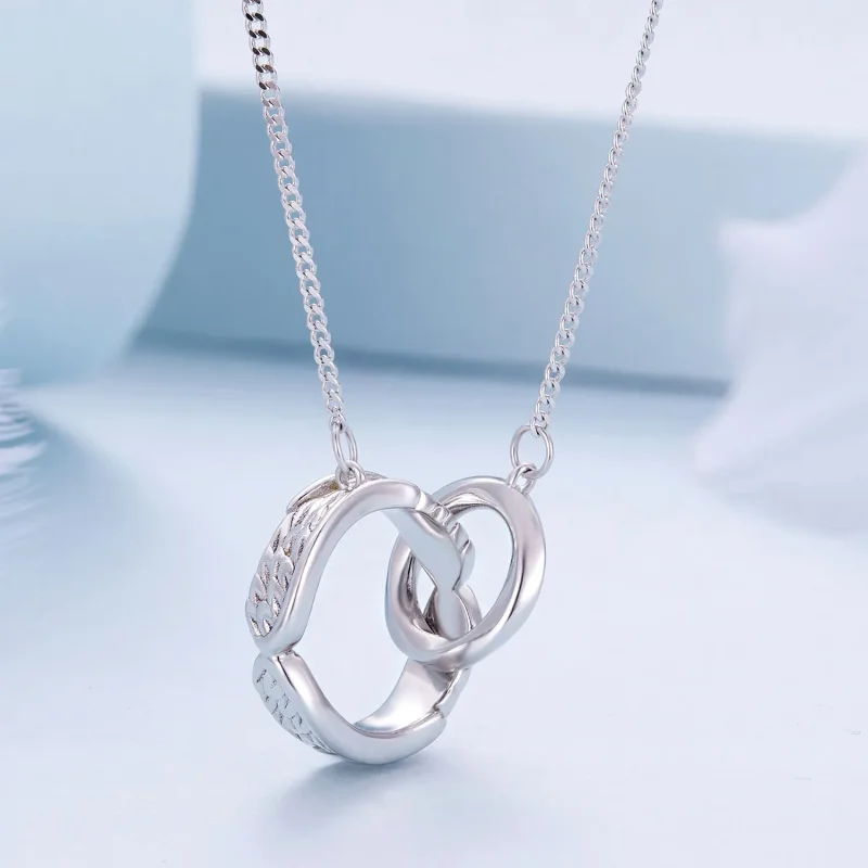 (image for) Pandora Style Mobius Double Ring Necklace - BSN362 - View 2