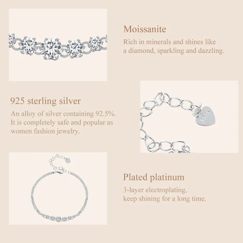 (image for) Pandora Style Moissanite Bracelet (One Certificate) - MSB008 - View 6
