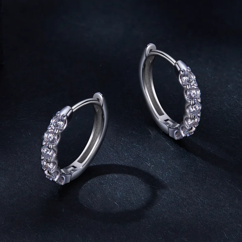 (image for) Pandora Style Moissanite Hoop Earrings - MSE029 - View 3