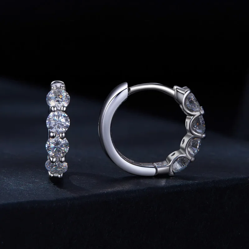 (image for) Pandora Style Moissanite Hoop Earrings - MSE030 - View 2