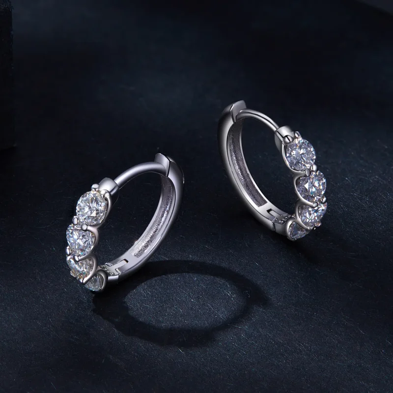 (image for) Pandora Style Moissanite Hoop Earrings - MSE030 - View 3