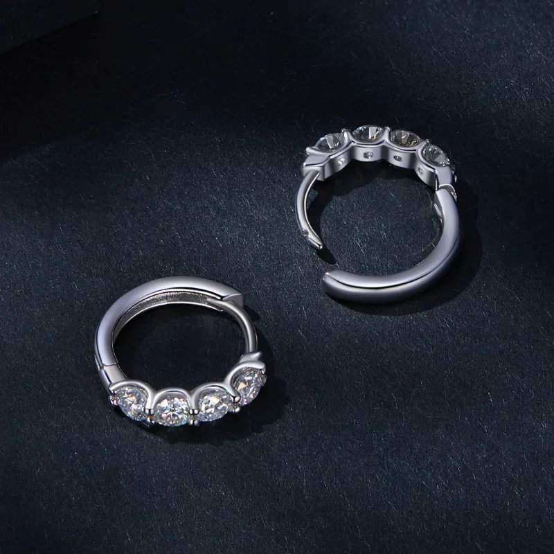 (image for) Pandora Style Moissanite Hoop Earrings - MSE030 - View 4