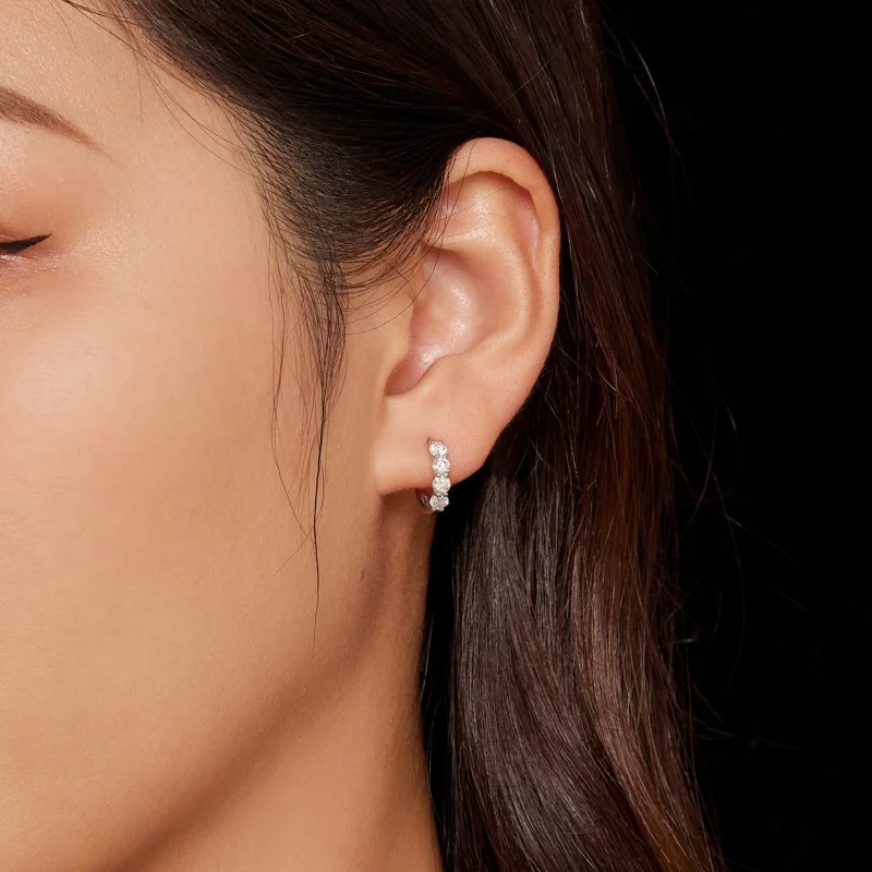 (image for) Pandora Style Moissanite Hoop Earrings - MSE030 - View 6