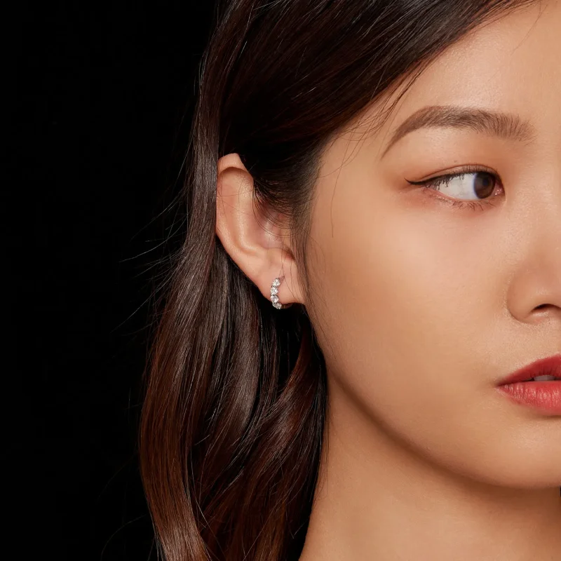 (image for) Pandora Style Moissanite Hoop Earrings - MSE030 - View 7