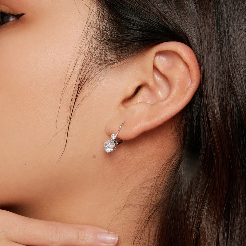 (image for) Pandora Style Moissanite Hoop Earrings (with two certificates) - MSE031 - View 5