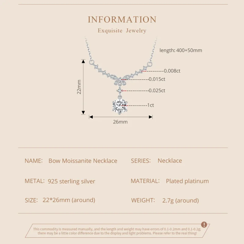 (image for) Pandora Style Moissanite Necklace (Comes with One Certificate) - MSN020 - View 4