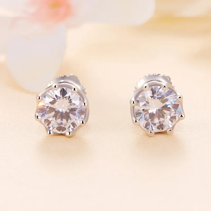 (image for) Pandora Style Moissanite Stud Earrings - MSE016-L - View 2