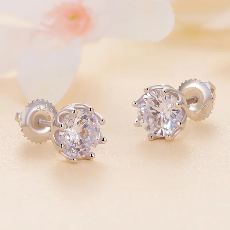 (image for) Pandora Style Moissanite Stud Earrings - MSE016-L - View 4