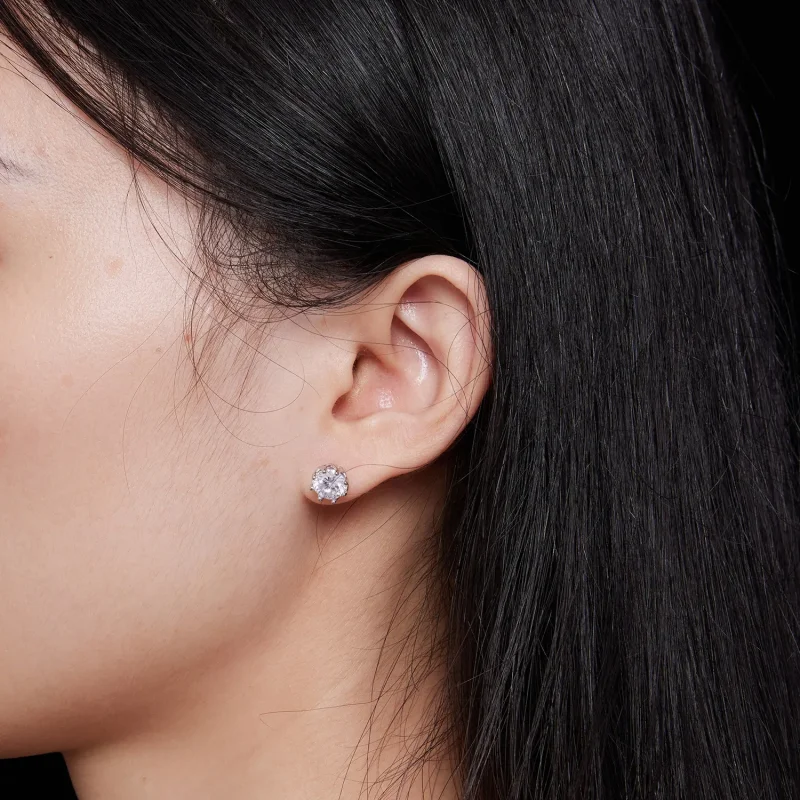 (image for) Pandora Style Moissanite Stud Earrings - MSE016-L - View 6