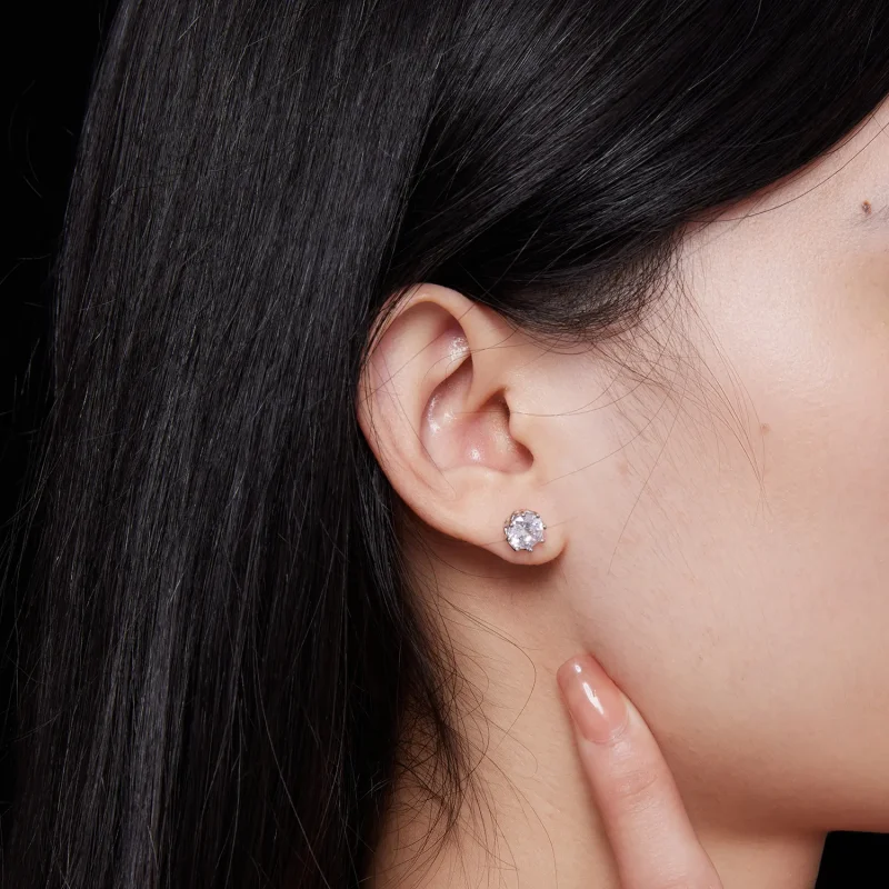 (image for) Pandora Style Moissanite Stud Earrings - MSE016-L - View 7