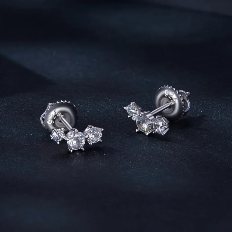 (image for) Pandora Style Moissanite Studs Earrings (One Certificate) - MSE034 - View 2