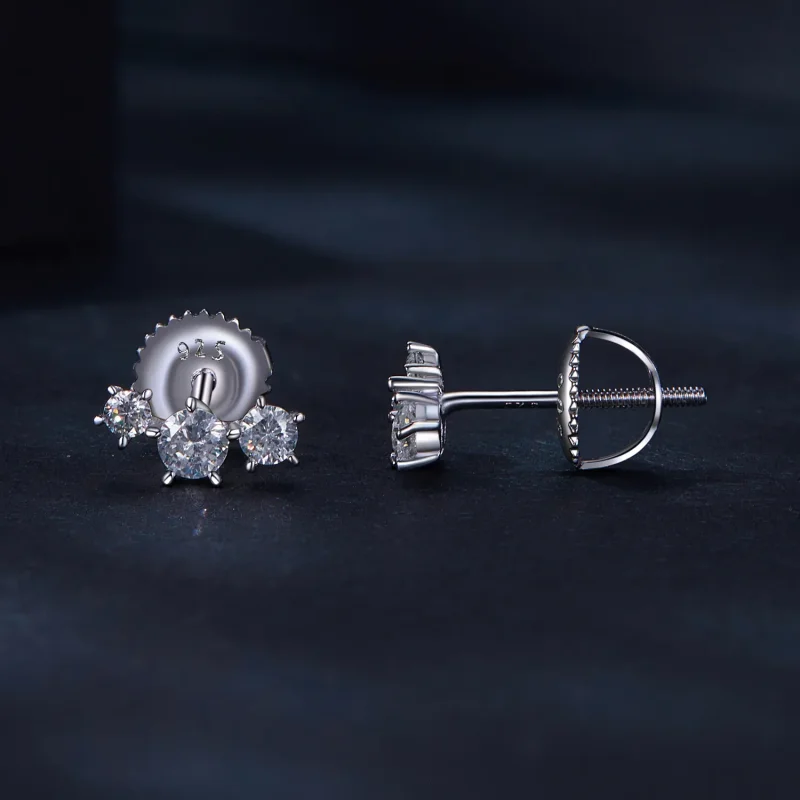 (image for) Pandora Style Moissanite Studs Earrings (One Certificate) - MSE034 - View 3