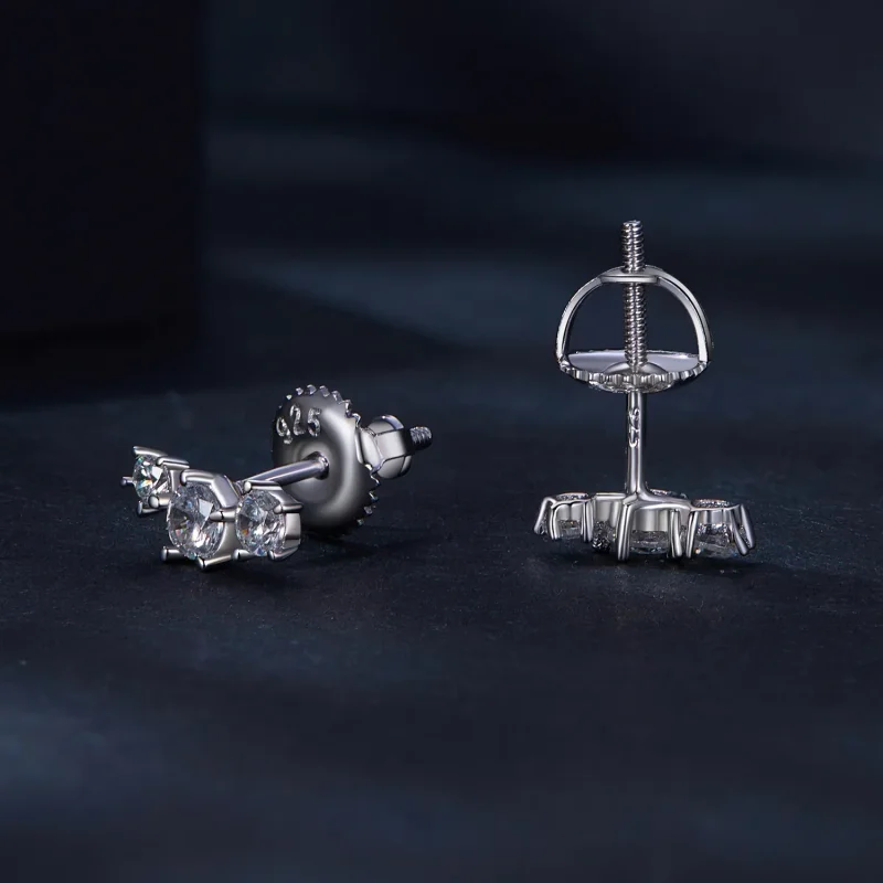 (image for) Pandora Style Moissanite Studs Earrings (One Certificate) - MSE034 - View 4