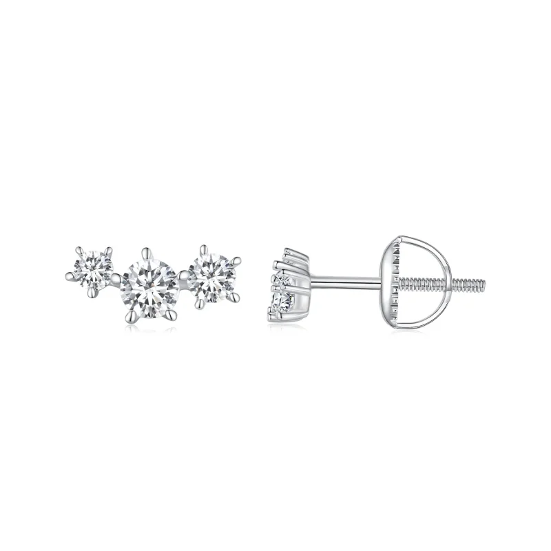 (image for) Pandora Style Moissanite Studs Earrings (One Certificate) - MSE034 - Product Image