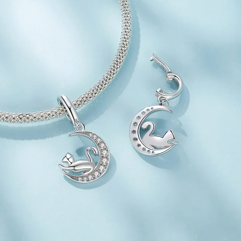 (image for) Pandora Style Moon and Cat Dangle - SCC2571 - View 5