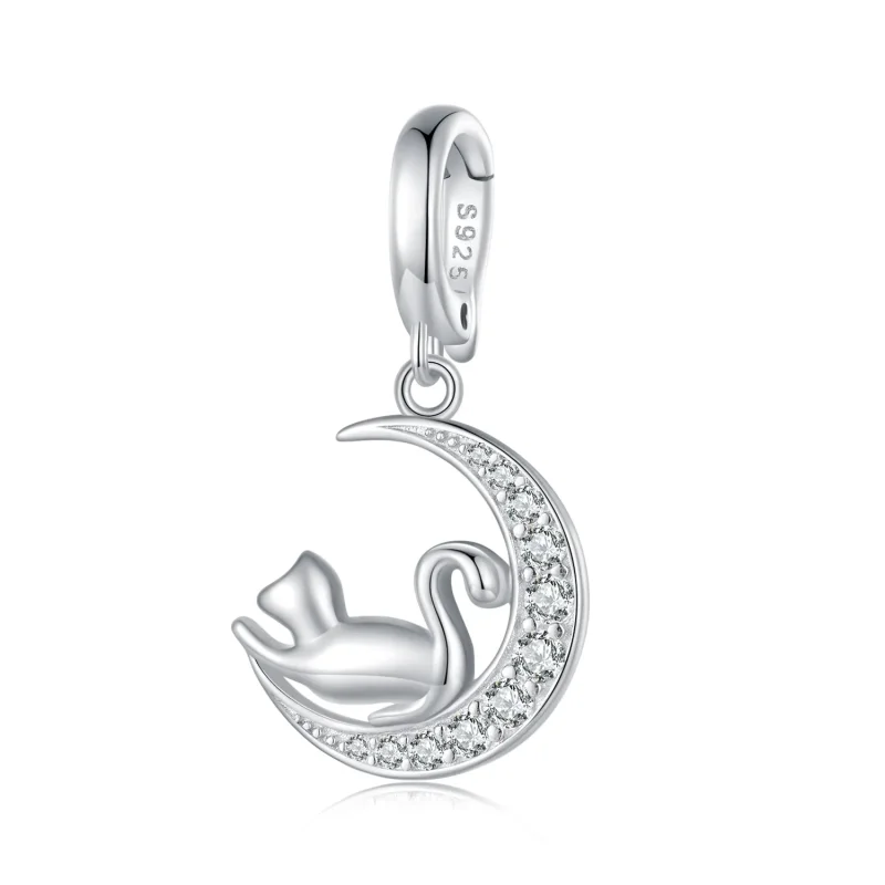 (image for) Pandora Style Moon and Cat Dangle - SCC2571 - Product Image