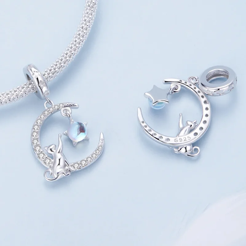 (image for) Pandora Style Moon Cat Dangle - BSC810 - View 4