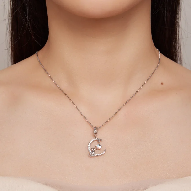 (image for) Pandora Style Moon Cat Dangle - BSC810 - View 6