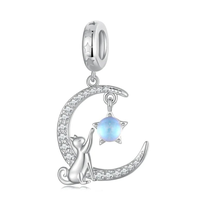 (image for) Pandora Style Moon Cat Dangle - BSC810 - View 9