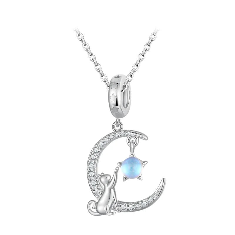 (image for) Pandora Style Moon Cat Dangle - BSC810 - View 10