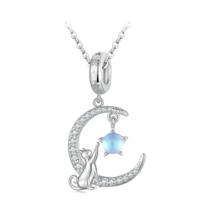 (image for) Pandora Style Moon Cat Dangle - BSC810