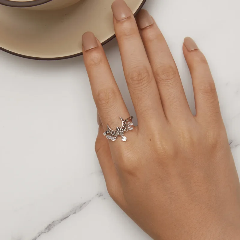 (image for) Pandora Style Moon Lotus Ring - SCR955 - View 5