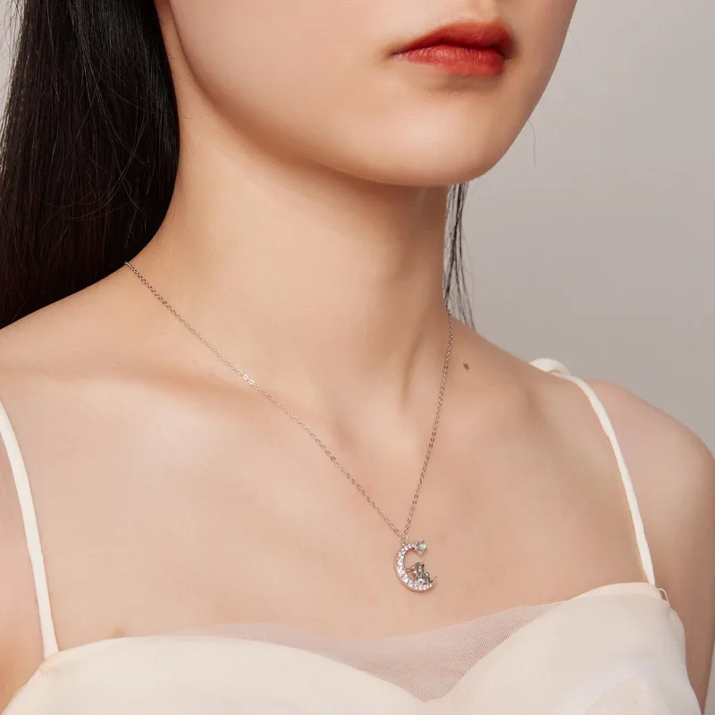 (image for) Pandora Style Moon Rabbit Necklace - BSN302 - View 6