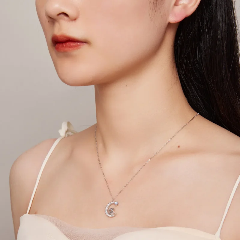 (image for) Pandora Style Moon Rabbit Necklace - BSN302 - View 7