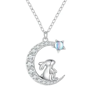 (image for) Pandora Style Moon Rabbit Necklace - BSN302