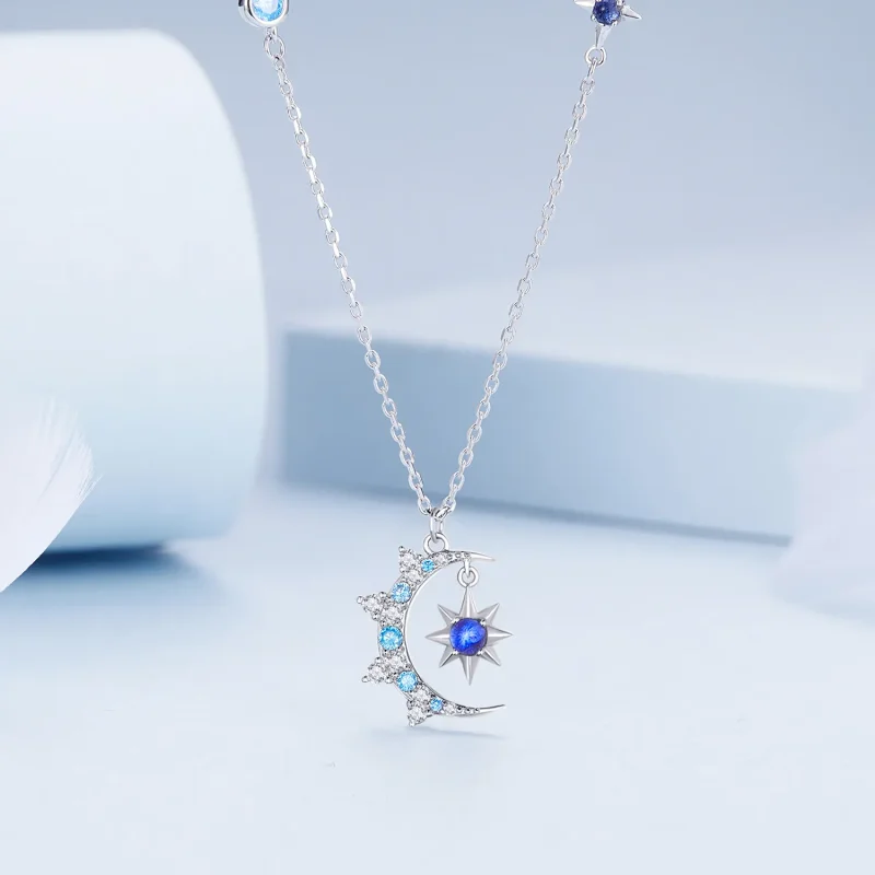 (image for) Pandora Style Moon Starburst Necklace - BSN347 - View 3