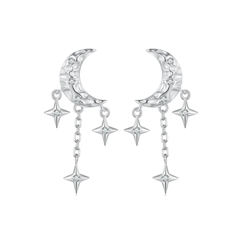 (image for) Pandora Style Moon Tassel Studs Earrings - BSE858 - Product Image