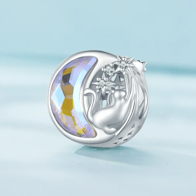 (image for) Pandora Style Moonlight Cat Charm - SCC2538 - View 2