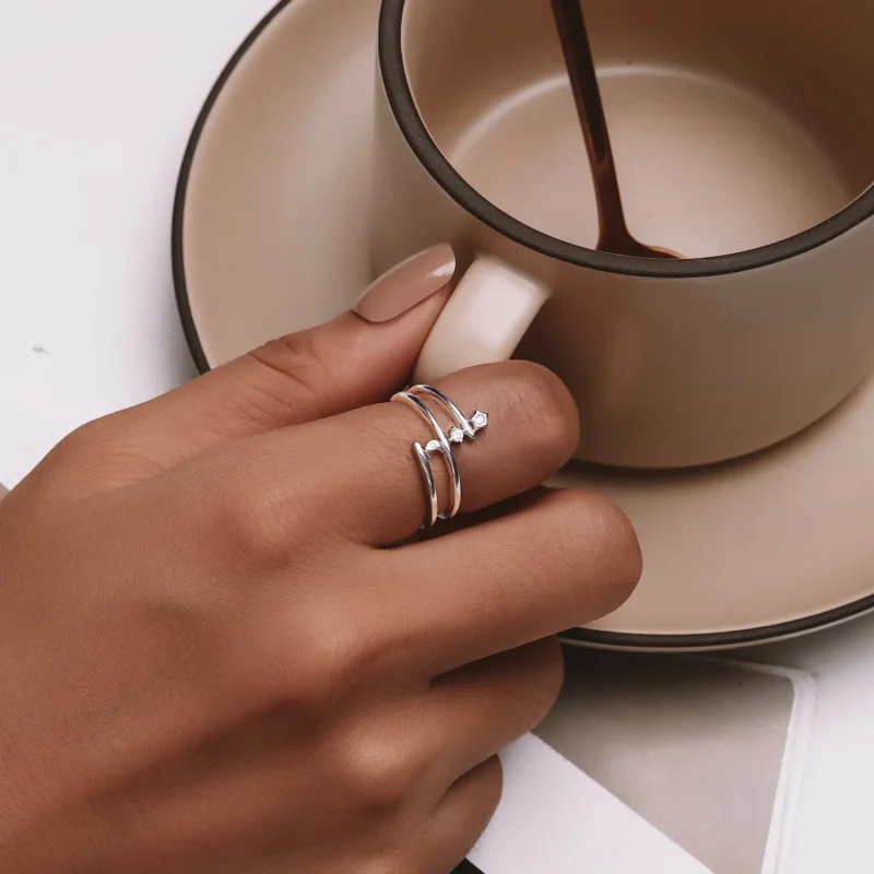 (image for) Pandora Style Multi-Layered Star and Moon Ring - SCR970 - View 5