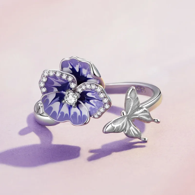 (image for) Pandora Style Pansy Ring - BSR452-E - View 3