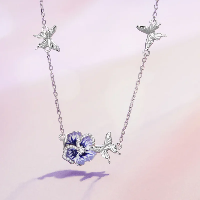 (image for) Pandora Style Pansy Stretch Necklace - BSN336 - View 2