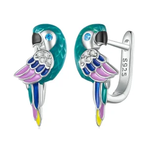 (image for) Pandora Style Parrot Hoop Earrings - BSE829