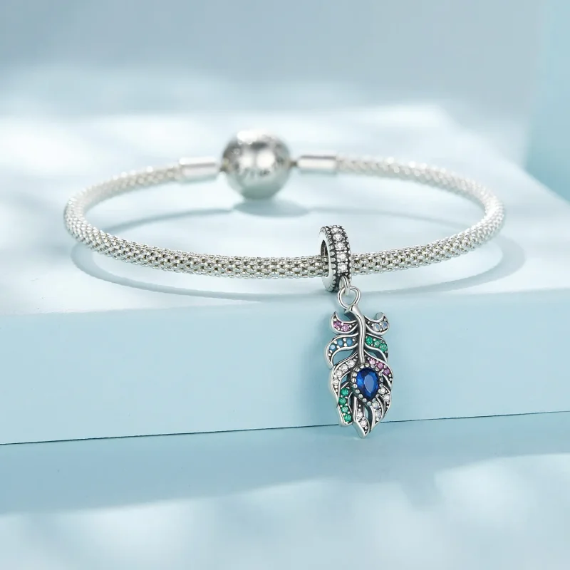 (image for) Pandora Style Peacock Feather Dangle - SCC2590 - View 4