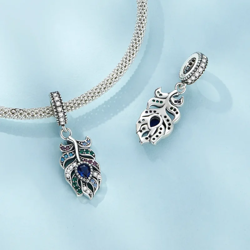 (image for) Pandora Style Peacock Feather Dangle - SCC2590 - View 5