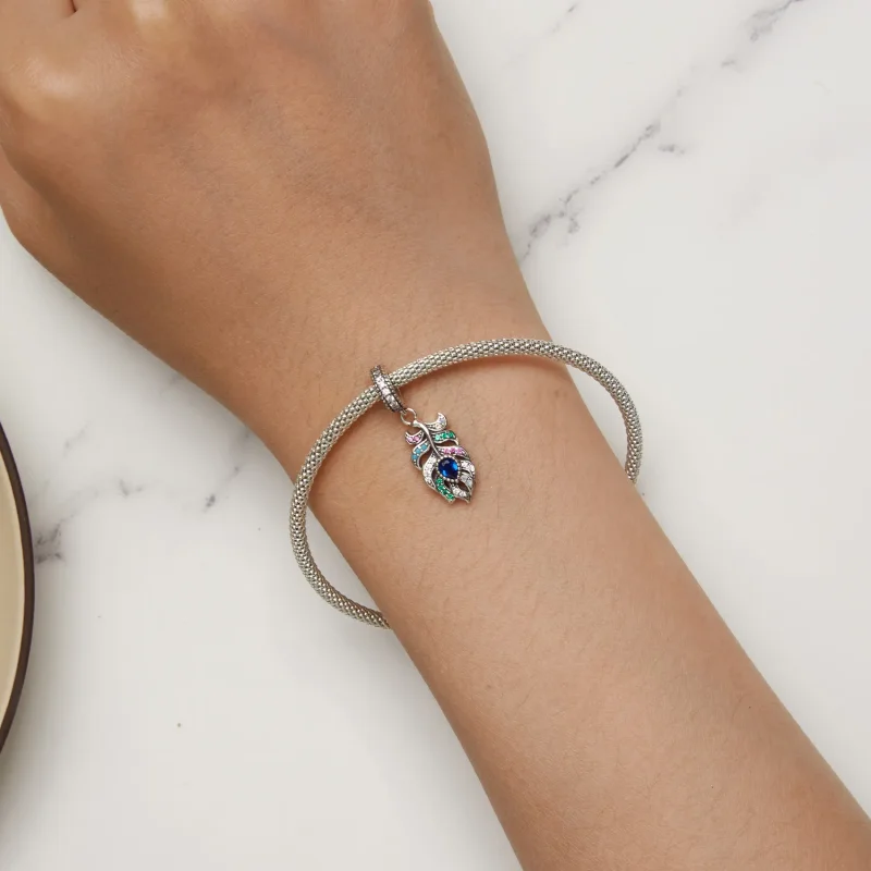 (image for) Pandora Style Peacock Feather Dangle - SCC2590 - View 7