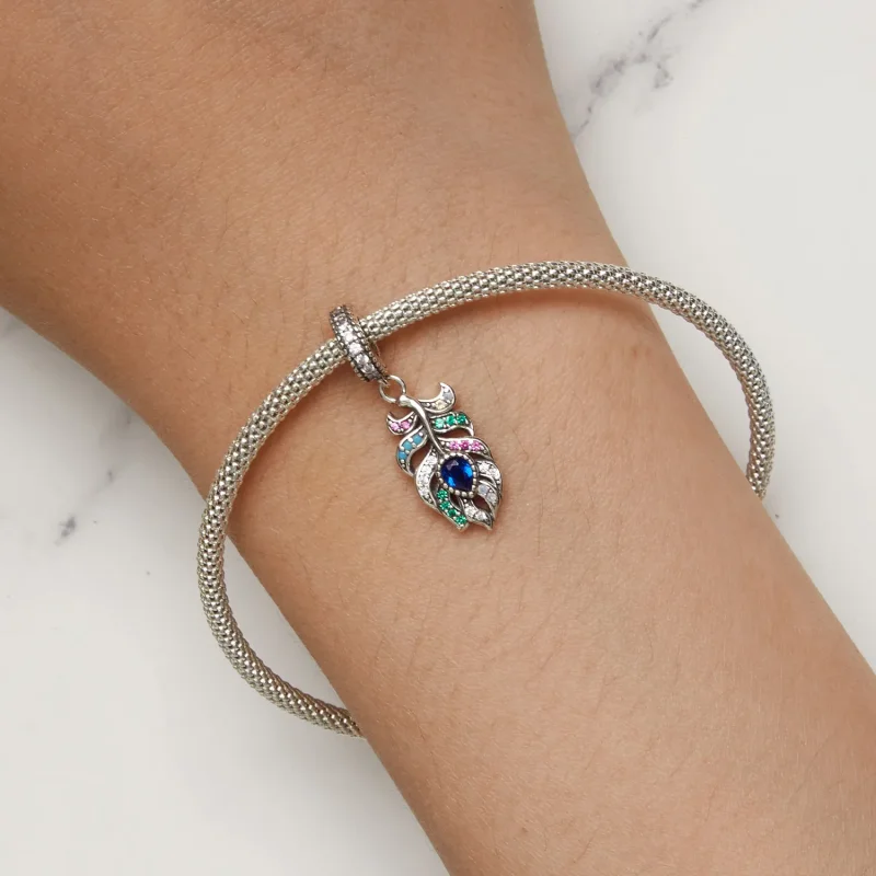 (image for) Pandora Style Peacock Feather Dangle - SCC2590 - View 8