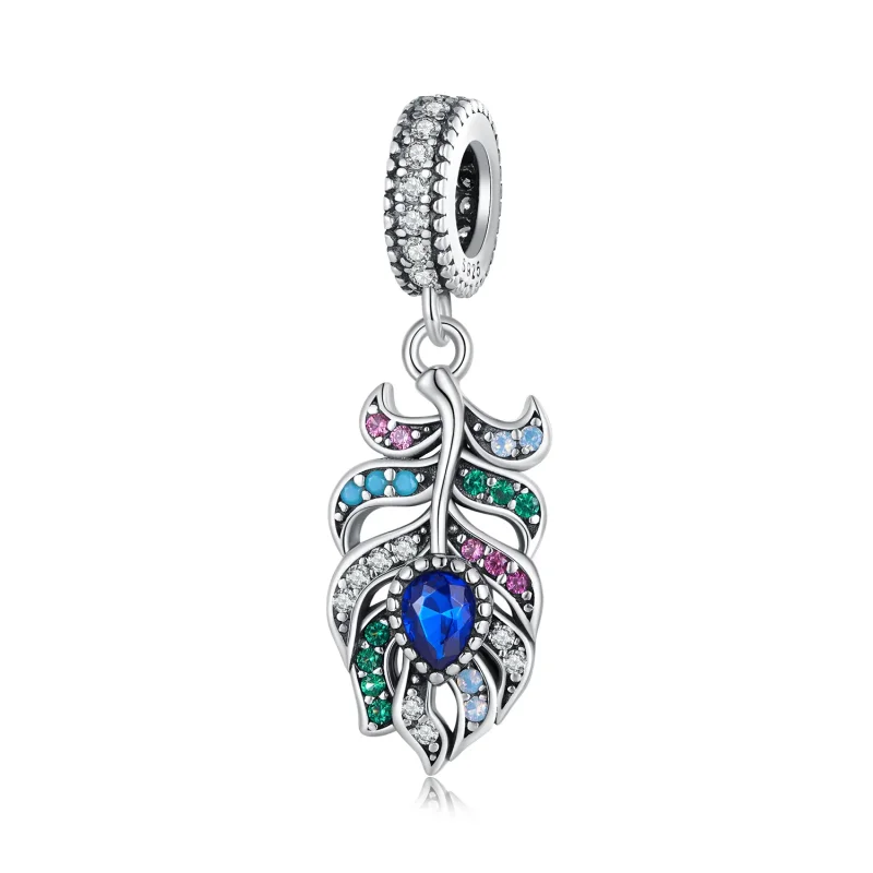 (image for) Pandora Style Peacock Feather Dangle - SCC2590 - Product Image