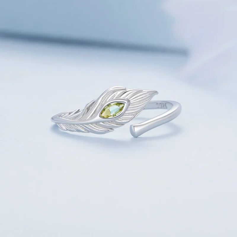 (image for) Pandora Style Peacock Feathers Open Ring - BSR424 - View 3