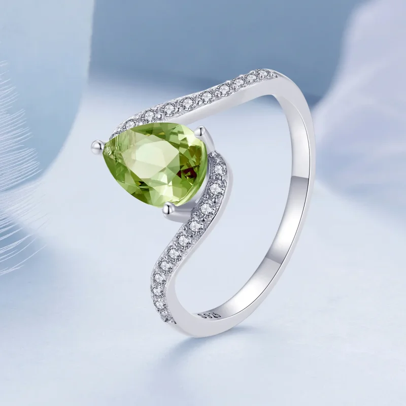 (image for) Pandora Style Pear Shape Color Stone Ring - BSR480 - View 3