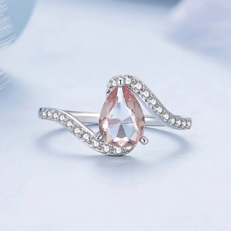 (image for) Pandora Style Pear Shape Color Stone Ring - BSR480 - View 4