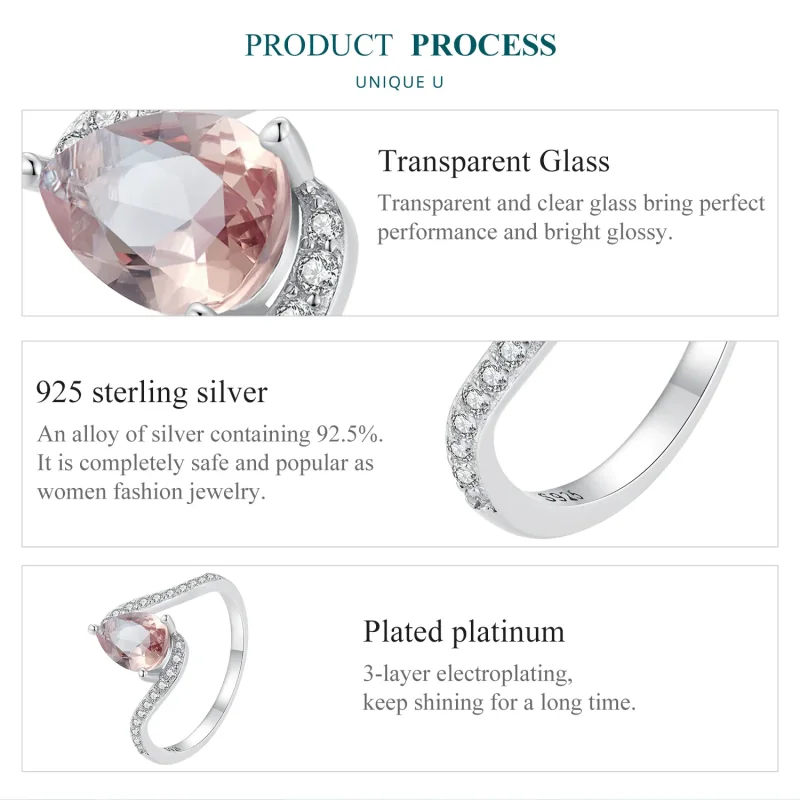 (image for) Pandora Style Pear Shape Color Stone Ring - BSR480 - View 5