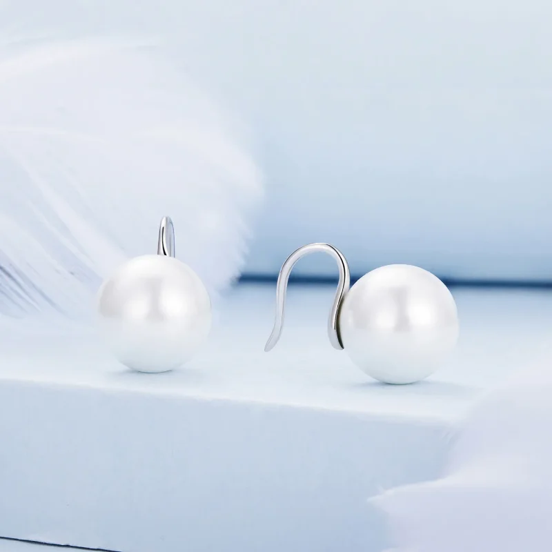 (image for) Pandora Style Pearl Stud Earrings - BSE857 - View 2