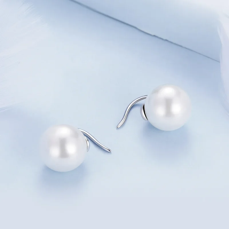 (image for) Pandora Style Pearl Stud Earrings - BSE857 - View 4