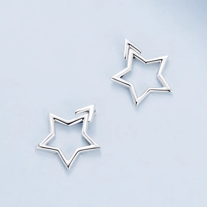 (image for) Pandora Style Pentagram Studs Earrings - BSE901 - View 4