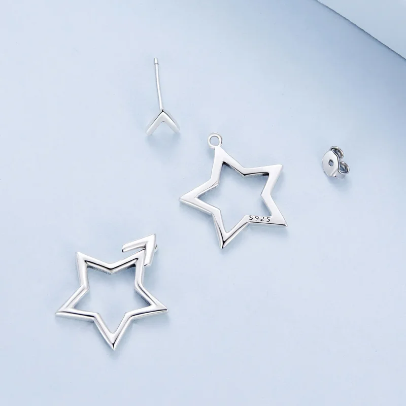 (image for) Pandora Style Pentagram Studs Earrings - BSE901 - View 5